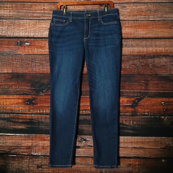 St Johns Bay Jeans 12 Petite Skinny Mid Rise Blue Denim Stretch - Picture 2 of 10